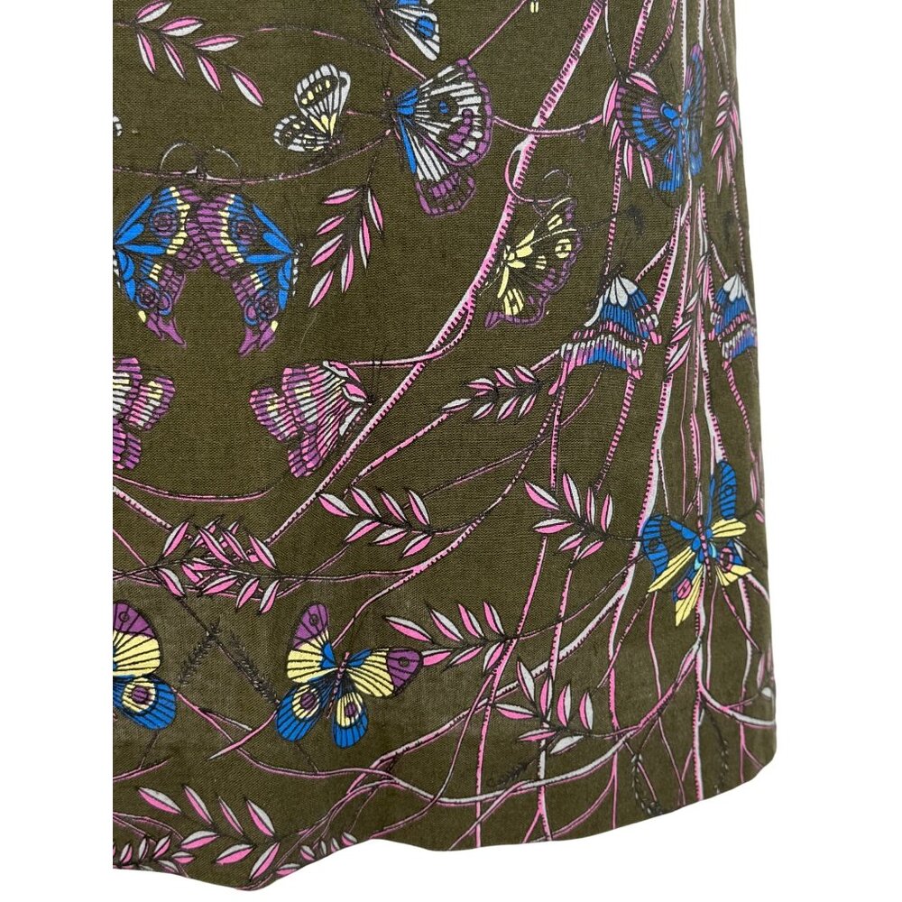 RARE VTG Free People Green Butterfly Mini Dress 10| Whimsigoth Boho Fairy Grunge - Picture 11 of 16